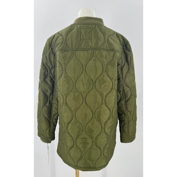 Avec Les Filles Quilted Green Liner Jacket Tunic Length Zip Coat Small - Picture 4 of 9